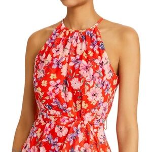 Eliza J Halter Neckline Floral Dress in Red and Pink Floral Size 8 NWT